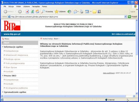 Zrzut ekranu strony BIP sprzed 2012 r.